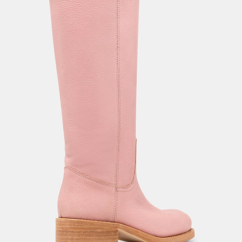 New Womens sz 8 Steve Madden RIGGS PINK LEATHER BOOTS square shoe fashion - Picture 4 of 5